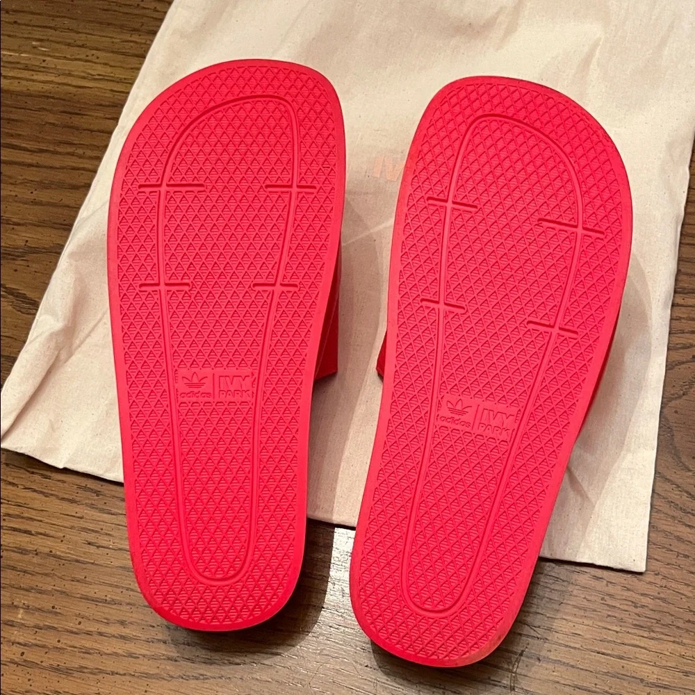 Adidas Ivy Park Red Slide Sandals with dust bag, size 8‎